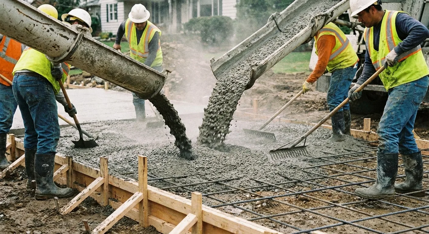 concrete driveway pour in progress High Point FL