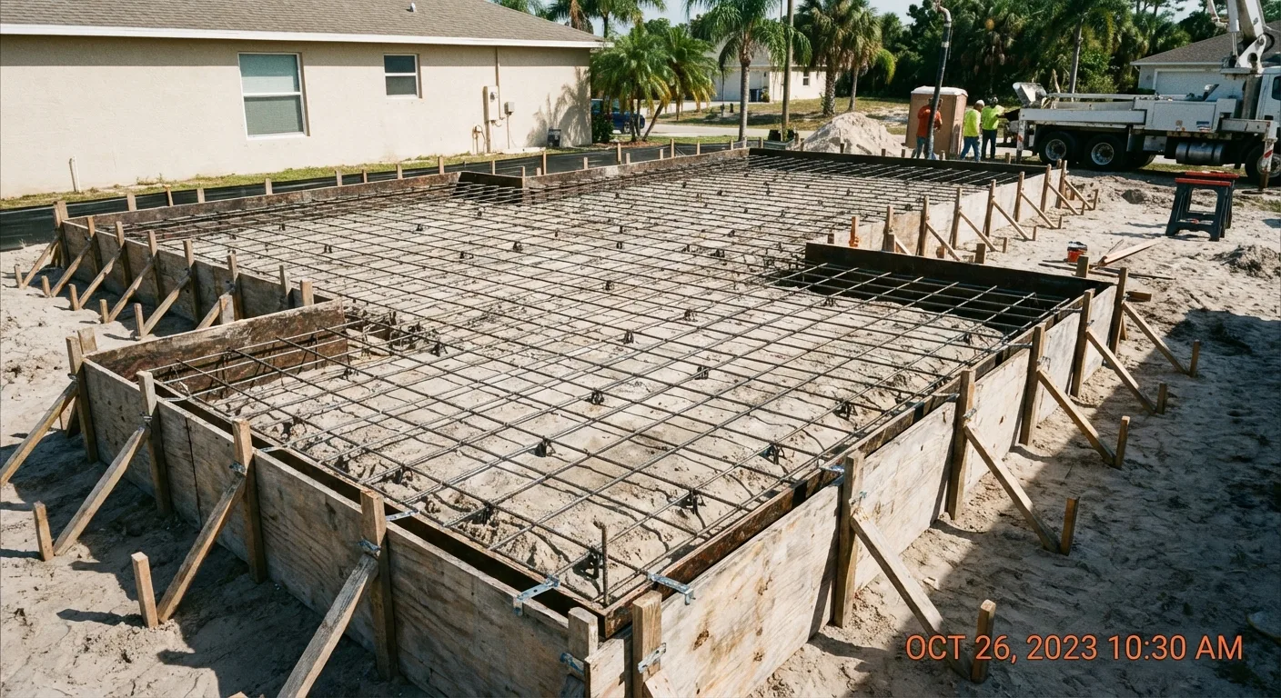 concrete foundation forms rebar Spring Hill FL