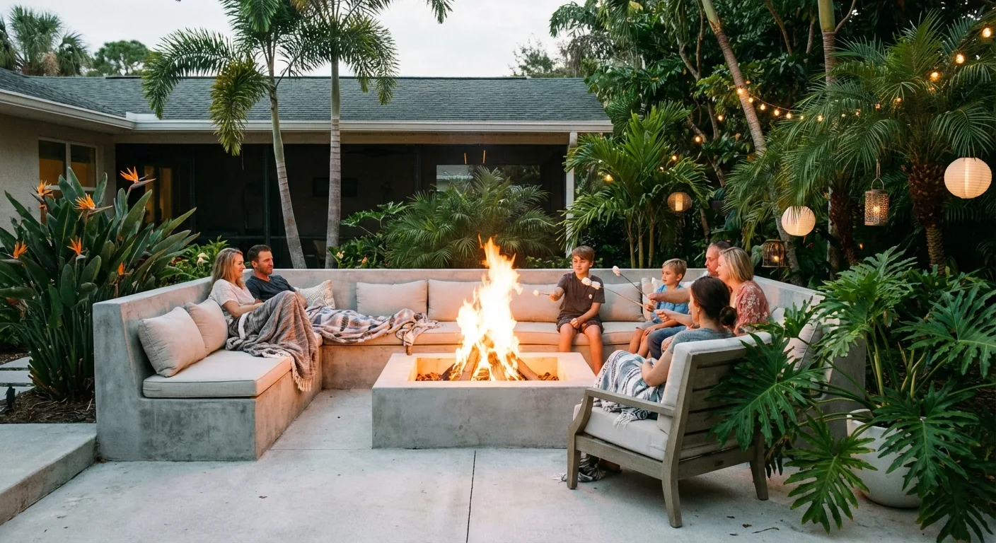 concrete patio firepit Bayonet Point FL