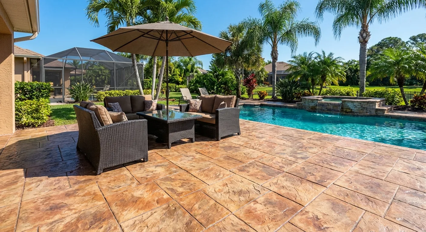 concrete patio stamped pattern Masaryktown FL