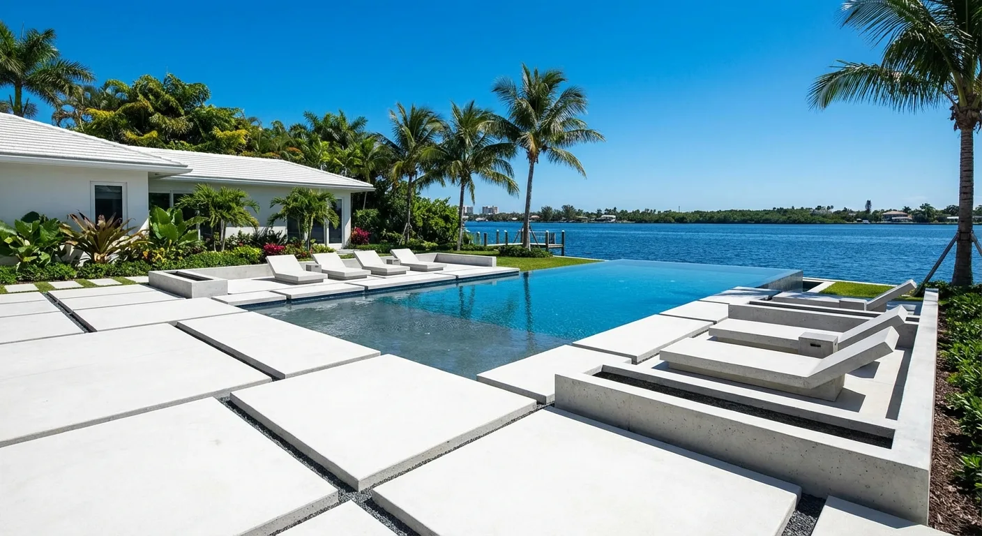 modern concrete pool deck Spring Hill FL